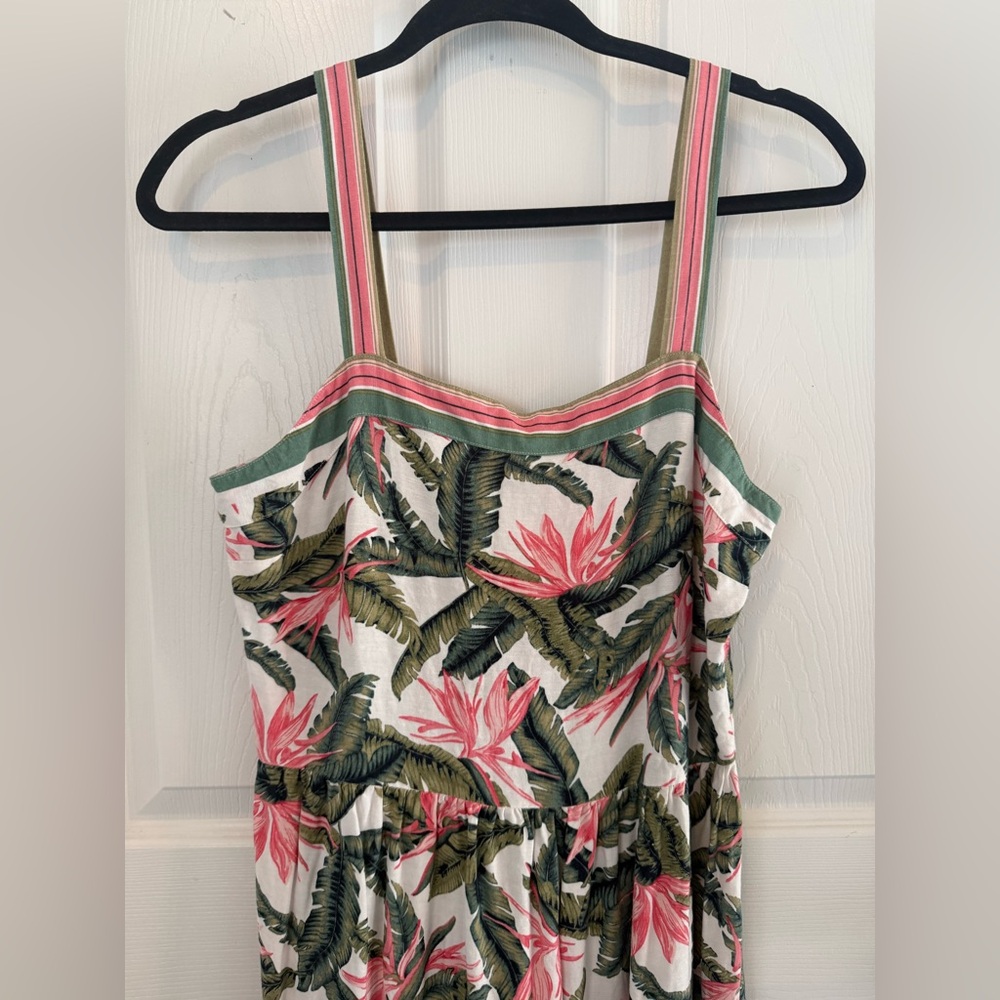 Loft Linen Blend Tropical Print Maxi Dress size 4 - Picture 3 of 15